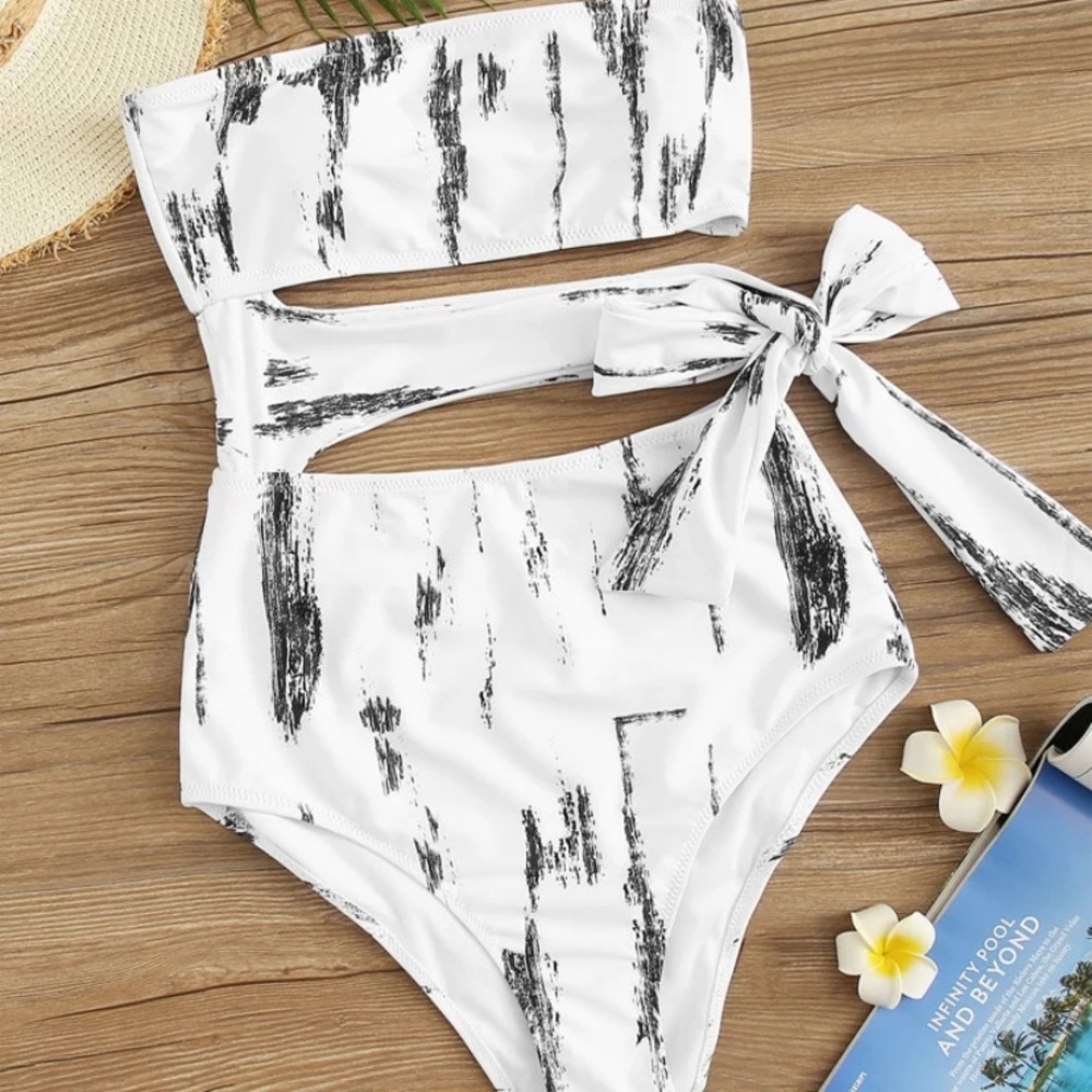 SHEIN cut - out side bandeau one piece swimsuit